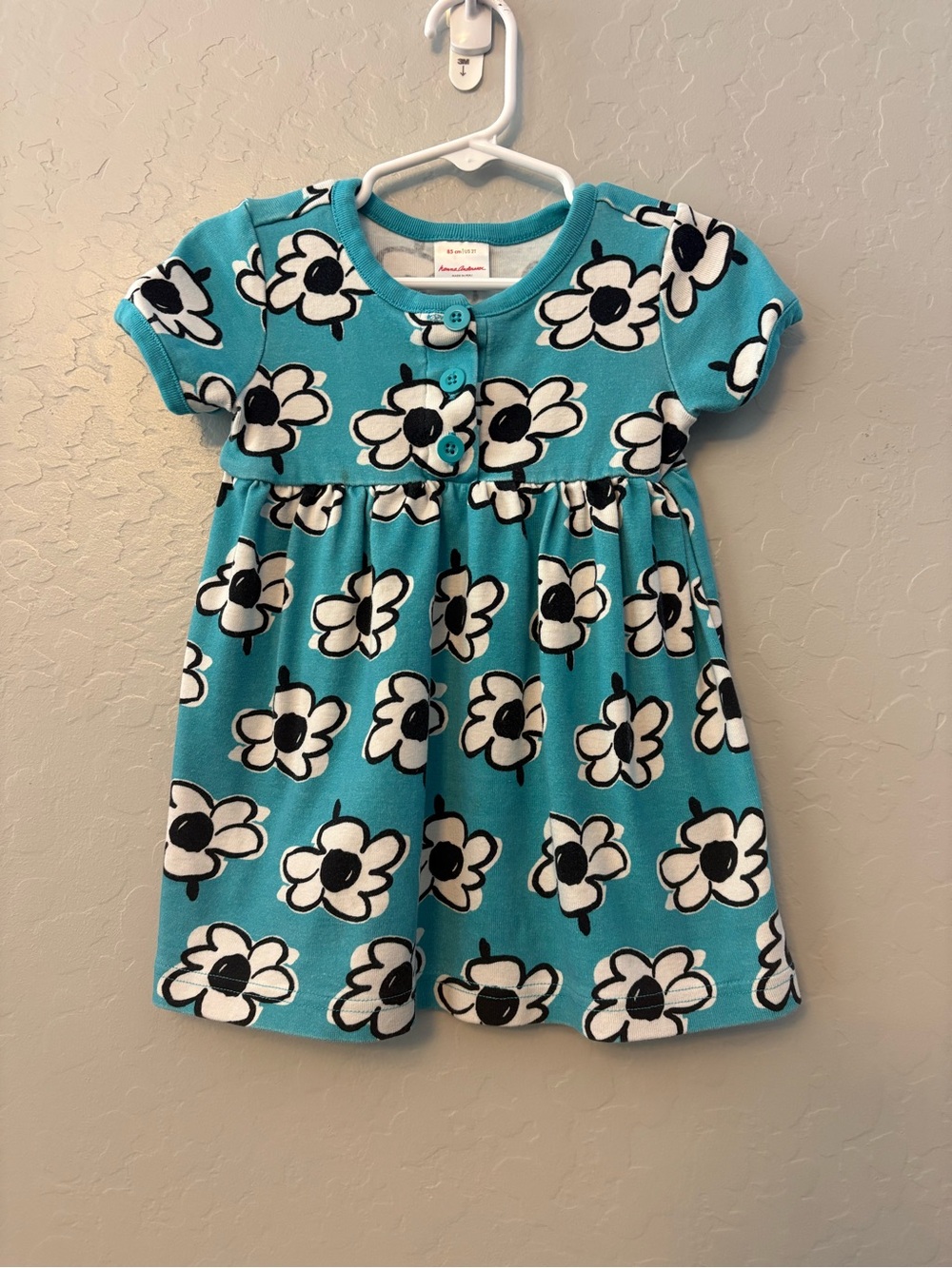 Hanna Andersson it's a playdress it's a daydress turquoise sea floral 2T 85 CM